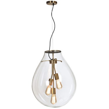 Matt Brass Pendant with Clear Glass